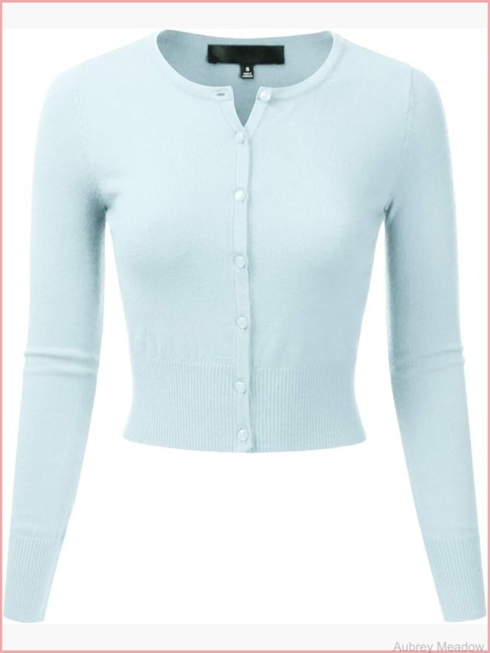 Women's Cropped Button Down Cardigan Sweater, Fitted Crewneck Long Sleeve
